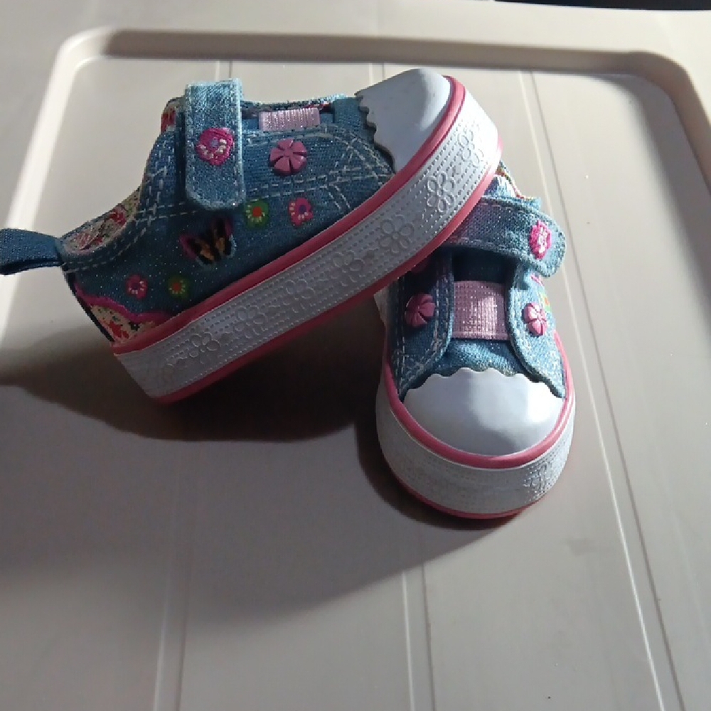 Kids Denim Floral Sneakers